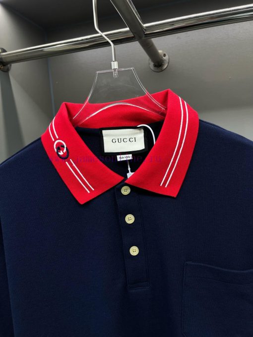 GUCC Ⅰ Gucci Woven Ribbon New Polo ShirtOriginal Fabric Official Same StyleUsing 210g Pure Cott x9zlgcvm - Image 4