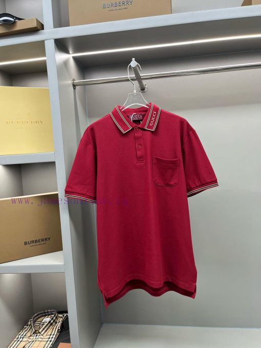 GUCC Ⅰ Gucci Woven Ribbon New Polo ShirtOriginal Fabric Official Same StyleUsing 210g Pure Cott n17e3ogp
