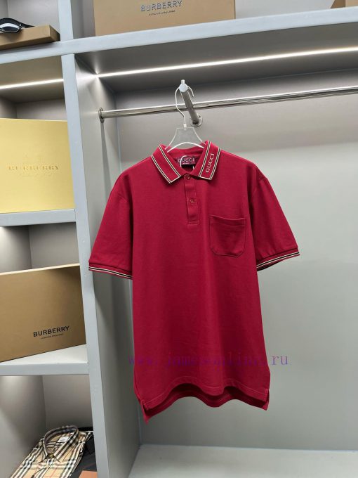 GUCC Ⅰ Gucci Woven Ribbon New Polo ShirtOriginal Fabric Official Same StyleUsing 210g Pure Cott n17e3ogp - Image 2