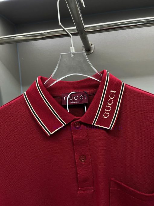 GUCC Ⅰ Gucci Woven Ribbon New Polo ShirtOriginal Fabric Official Same StyleUsing 210g Pure Cott n17e3ogp - Image 4