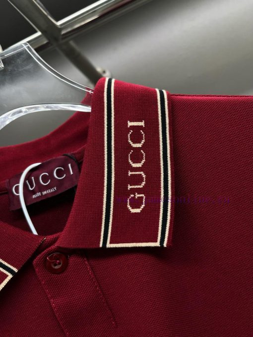 GUCC Ⅰ Gucci Woven Ribbon New Polo ShirtOriginal Fabric Official Same StyleUsing 210g Pure Cott n17e3ogp - Image 5