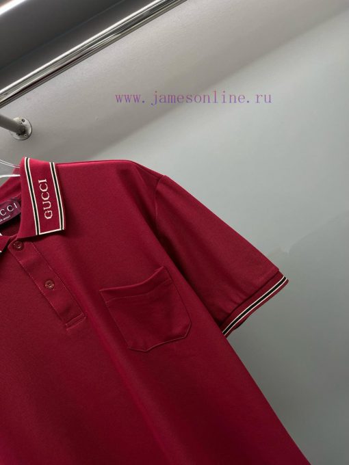 GUCC Ⅰ Gucci Woven Ribbon New Polo ShirtOriginal Fabric Official Same StyleUsing 210g Pure Cott n17e3ogp - Image 6