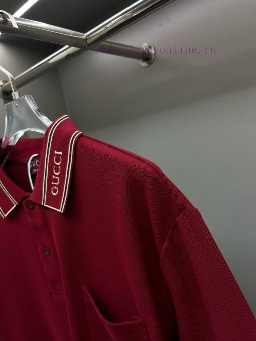 GUCC Ⅰ Gucci Woven Ribbon New Polo ShirtOriginal Fabric Official Same StyleUsing 210g Pure Cott n17e3ogp - Image 7