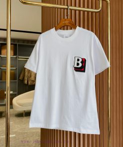 Burberry Letter Patterned Cotton Loose Short Sleeved T-shirtBUR's Flagship Product The Treasure u3o2rn5b