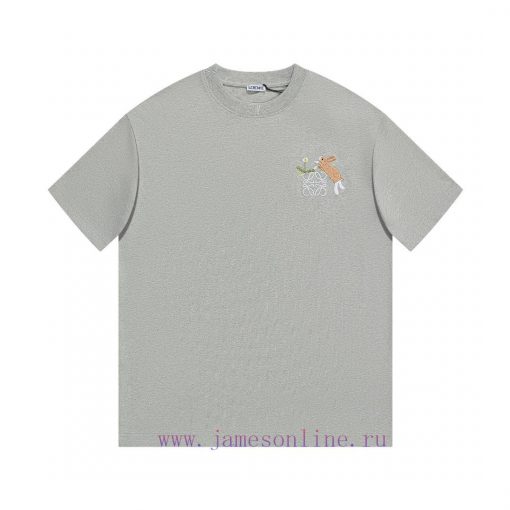 LOEWE Luo YiweiNew Embroidered Short Sleeved T-shirt With Bunny Pattern ®*Customized 280g All C gfxnaufw