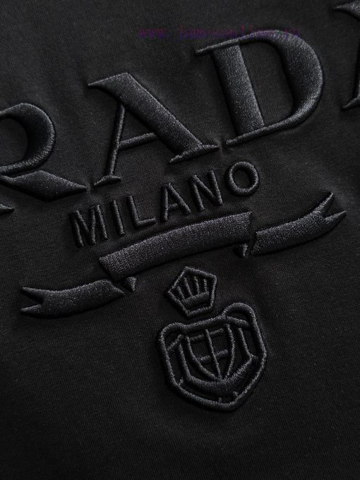 [Prada Prada]2025FW Embroidered Short Sleeve T-shirtColor Black WhiteSize XS S M LUpdate Time: 2u53ad2v - Image 8