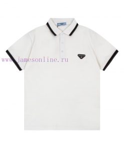 PRADA Collar Triangle Logo Polo ShirtUpgraded Inspired By Retro 80sOriginal Fabric Official Sam 76c7heto