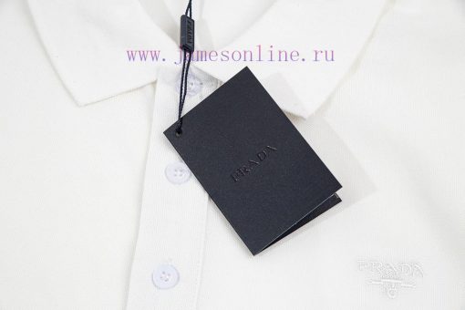 PRADA Triangular Logo Polo ShirtUpgraded Inspired By Retro 80sOriginal Fabric Official Same Sty 18jk5tcd - Image 4