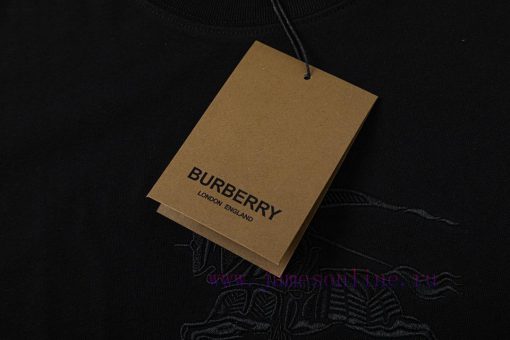 Burberry 2025 New Embroidered Warhorse Letter Logo Unisex Short Sleeved T-shirtCustomized 260g oorfy722 - Image 6
