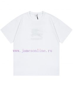 Burberry 2025 New Embroidered Warhorse Letter Logo Unisex Short Sleeved T-shirtCustomized 260g w9x3a8px