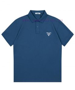 Prada 2025 New Business Casual Simple Embroidered Small Logo Unisex Polo ShirtCustomized Pearl xbuu3eg4