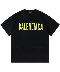 Arrived The Next DayBalenciaga Balenciaga 2025 New Tape Pleated Letter Logo Unisex Short Sleeve ds7awlbd