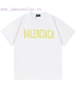 Arrived The Next DayBalenciaga Balenciaga 2025 New Tape Pleated Letter Logo Unisex Short Sleeve dbo2ibab