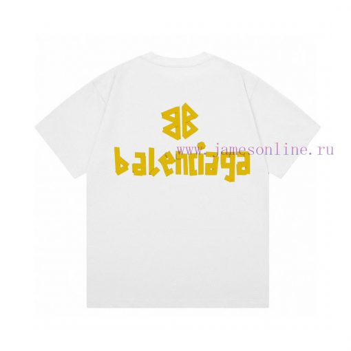 Arrived The Next DayBalenciaga Balenciaga 2025 New Tape Pleated Letter Logo Unisex Short Sleeve dbo2ibab - Image 3