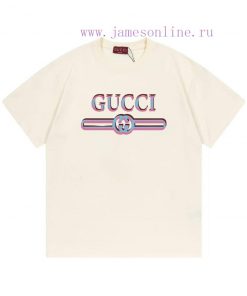 Arrived The Next DayGucci 2025 New Blue Pink Letter Logo Unisex Short Sleeved T-shirtCustomized dzr48lp4