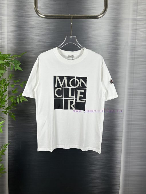 High End Original SpecificationsMONCLER 25Fw Chest Craft Print 320G High-end Short Sleeved Shir 4enjbrez