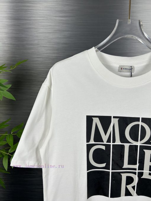 High End Original SpecificationsMONCLER 25Fw Chest Craft Print 320G High-end Short Sleeved Shir 4enjbrez - Image 4