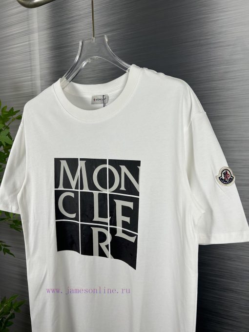 High End Original SpecificationsMONCLER 25Fw Chest Craft Print 320G High-end Short Sleeved Shir 4enjbrez - Image 9