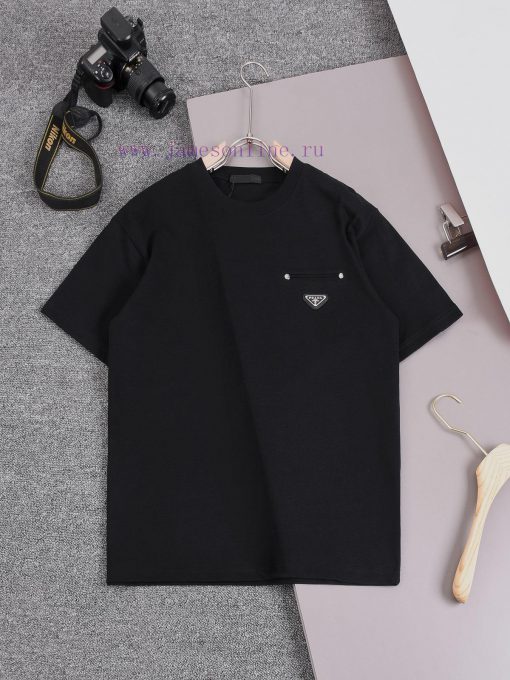 ️PRADA PRADAChest Triangular Badge Fake Pocket*Customized 270g Combed Pure Cotton Fabric Soft F wyvz8xcn