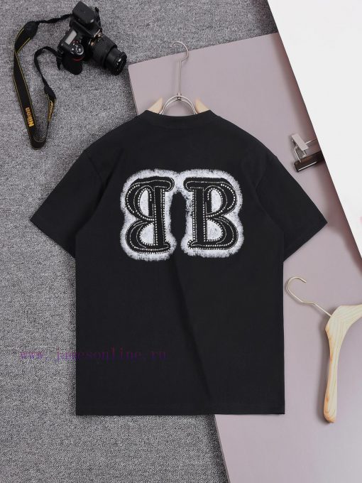 ️Balenciaga BalenciagaFront And Rear Double BB Hot Stamping Halo*Customized 270g Combed Pure Co 1f4z46zp - Image 5