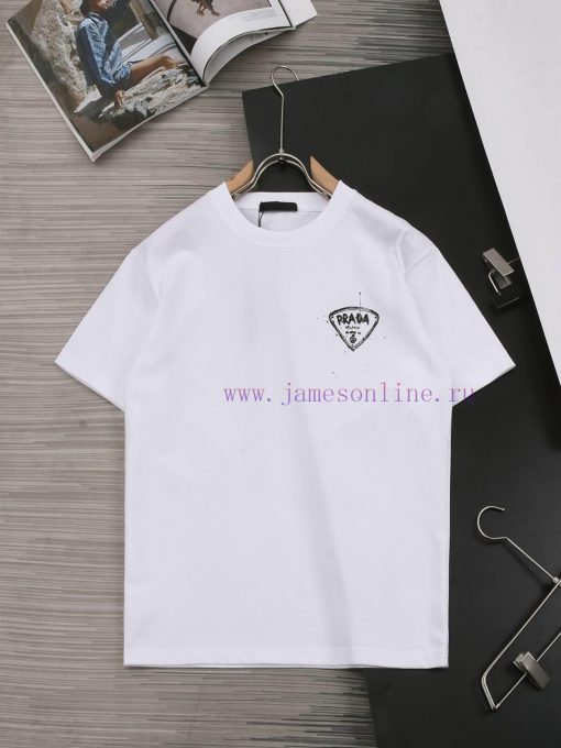 ️PRADA PRADAFront And Rear Triangle Logo With Printed Letters*Customized 270g Combed Pure Cotto lqd2fqst - Image 2
