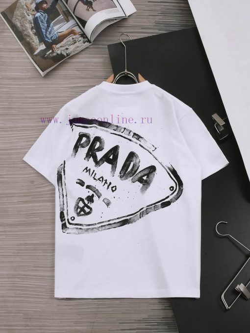 ️PRADA PRADAFront And Rear Triangle Logo With Printed Letters*Customized 270g Combed Pure Cotto lqd2fqst - Image 3