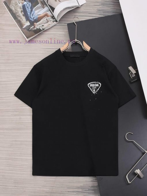 ️PRADA PRADAFront And Rear Triangle Logo With Printed Letters*Customized 270g Combed Pure Cotto lqd2fqst - Image 4