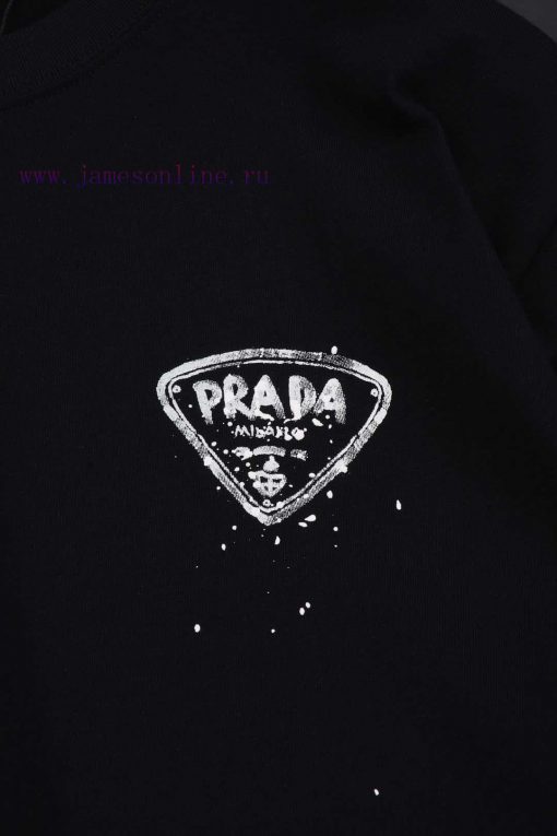 ️PRADA PRADAFront And Rear Triangle Logo With Printed Letters*Customized 270g Combed Pure Cotto lqd2fqst - Image 11