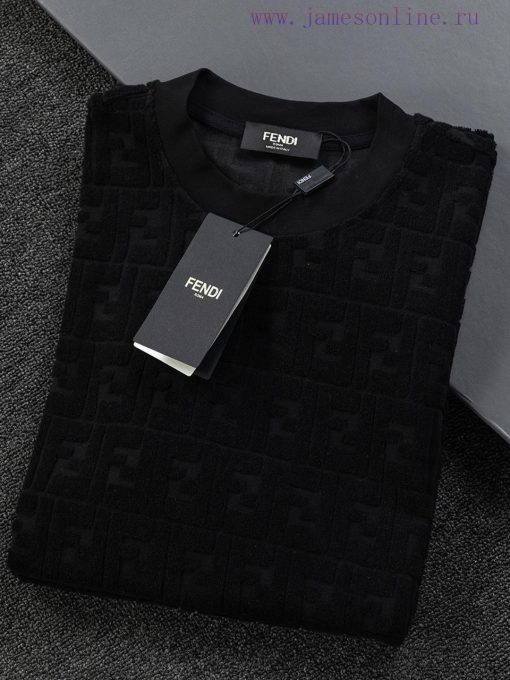 FD Classic Double FF Letter Small Square Towel Embroidered Velvet Jacquard Short Sleeve T-shirt v3ntnrts - Image 5