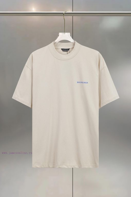 BALENCIAGA Paris Front And Back English Letter LogoPrinted Pure Cotton Round Neck T-shirt Unise bm4karxb - Image 2