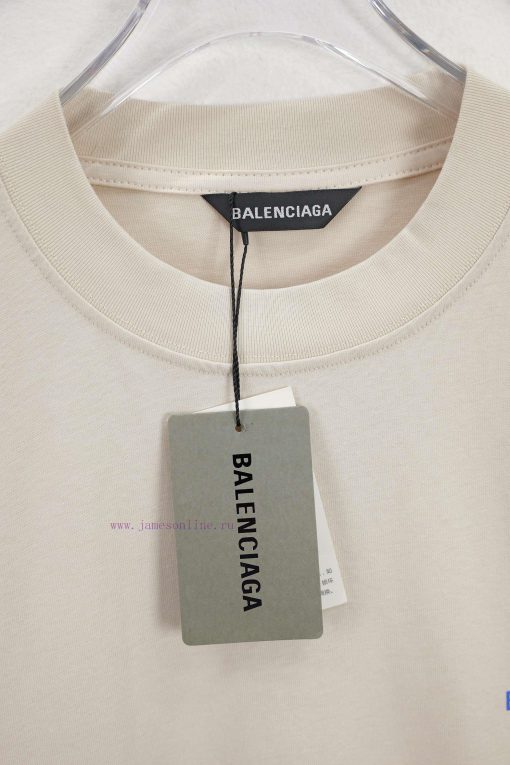 BALENCIAGA Paris Front And Back English Letter LogoPrinted Pure Cotton Round Neck T-shirt Unise bm4karxb - Image 4