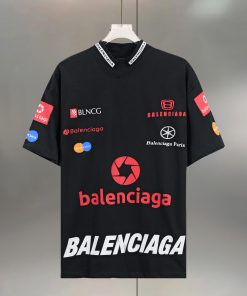 BALENC $AGA Paris High Collar Embroidered Multi Element LogoCollection Printed Pure Cotton Roun x54iqlxj