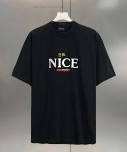 BALENCIAGA Paris Letters NICE Printed Pure CottonRound Neck T-shirtColor BlackSize Xs S M LNumb 3hkkheto