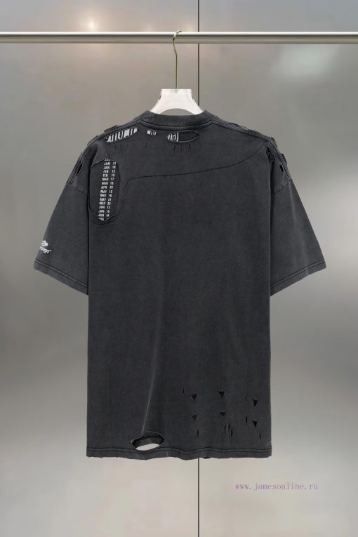 BALENC $AGA Paris Calendar With Holes Old Stitching DoneCotton Round Neck T-shirtColor AgingSiz 8vlwcxb6 - Image 3