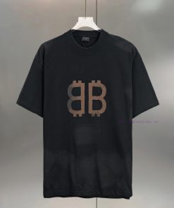 BALENC $AGA Paris Hand-painted Double BB Mud DyeCotton Round Neck T-shirtColor BlackSize Xs S M f2af17o3