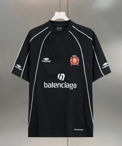 BALENCIAGA Paris Manchester United Embroidered Jersey Made Of Pure CottonRound Neck T-shirtColo mj2q4snk
