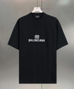 BALENCIAGA Paris BB Mosaic PrintCotton Round Neck T-shirtColor: Black White GreySize XS S M LNu d3igft9x