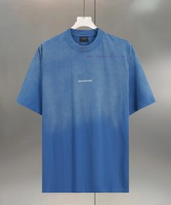 BALENC $AGA Paris Chest English Letter LogoEmbroidered Cotton Round Neck T-shirt In Front And B cidewon0