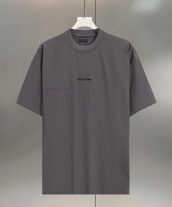 BALENC $AGA Paris Chest English Letter LogoEmbroidered Cotton Round Neck T-shirt In Front And B 7gy3il39