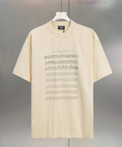 BALENCIAGA Paris Music Series Score PrintingCotton Round Neck T-shirtColor Black ApricotSize XS 1okphcli