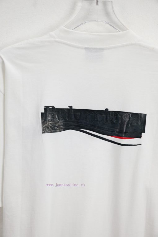 BALENC $AG Paris Adhesive Tape Coke Pure CottonRound Neck T-shirtColor: Black White CoffeeSize xza3dlp1 - Image 7