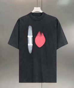 BALENCIAGA Paris 520 Love Limited EditionCotton Round Neck T-shirtColor Wash Water Black And Wh 3jueczwj