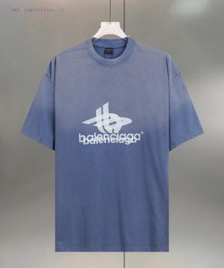 BALENCIAGA Paris Overlapping Letter Phantom Pure CottonRound Neck T-shirtColor: Black Wash Wate mdcxte50