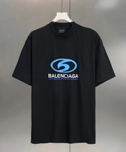 BALENCIAGA Paris Surfing Crack Print Pure CottonRound Neck T-shirtColor: Black White BlueSize X qmyzfwur