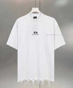 BALENCIAGA Paris Thick High Weight Heavy Tassel Double Loop Embroidered Round Neck Pure Cotton 2wn5p9n5