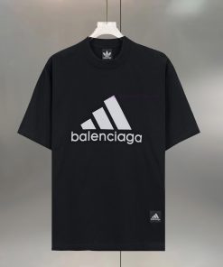 BALENCIAGA Paris AD Co Printed Pure CottonRound Neck T-shirtColor: White Red BlackSize XS S M L ju04etau
