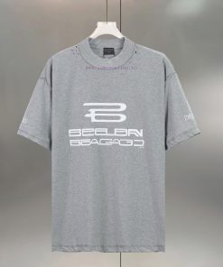 BALENC&AGA Paris Reverse Piercing Heavy Industry Piercing PrintingCotton Round Neck T-shirtColo 88sw5z54