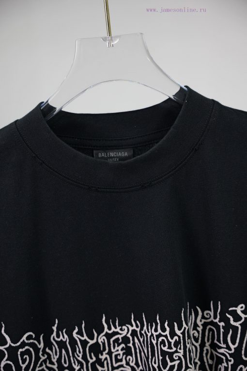 BALENC&AGA Paris Flame Printed Pure CottonRound Neck T-shirtColor Black YellowSize XS S M LNumb 0bc39ffa - Image 4