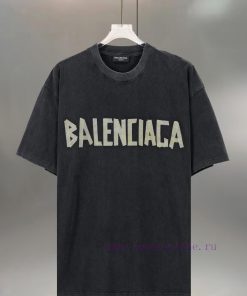 BALENCIAGA Paris Tape Embossed Paper PrintCotton Round Neck T-shirtColor: Black Yellow White Gr rgphlja8