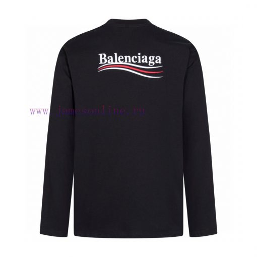 BALENCIAGA Paris Cola EmbroideryCotton Round Neck Long Sleeved ShirtColor White BlackSize XS S edvt16z8 - Image 3